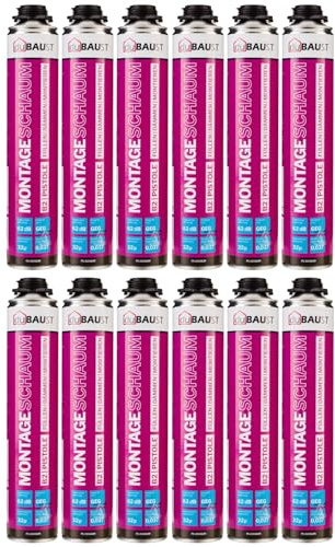 dubaust MSP24 Bauschaum Montageschaum Pistolenschaum 750ml Kombisets PU Füllschaum Dämmschaum hohe Schalldämmung Wärmedämmung Isolierend B2 (ohne Reiniger / ohne Schaumpistole, 12x 750ml)