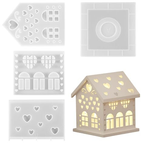 Silikonformen Gießformen Häuser, Silikonform Kerzenhalter Weihnachtshaus, Silikonform Haus, Neue Ideen Gießform kerzenhalter, Gießform Häuser Silikon Gießform Kerzenhalter für Teelichter