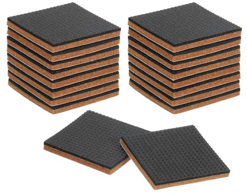 sourcing map 18 Pcs Felt & EVA Furniture Pads, 1 3/4 (45mm) Square Furniture Feet Wood Floor Protectors Self Adhesive for Protecting Hardwood Floors, Table Legs and Chair Legs, Brown+Black