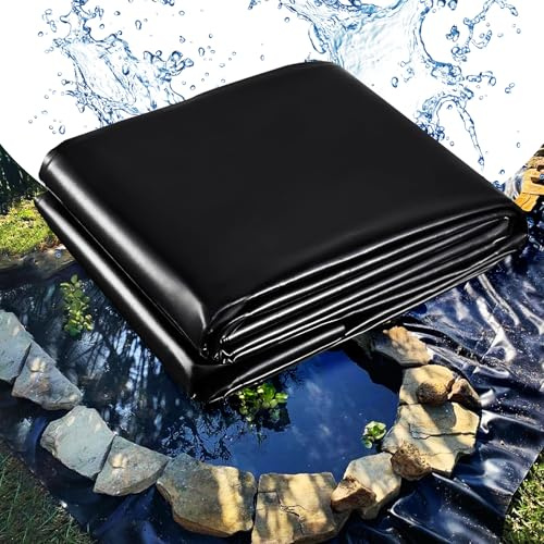 Hggdsac Pond Liner, Lámina para estanques, Liner para Estanque Prefabricado, Lona Piscina Flexible e Impermeable, Negra, para estanques pequeños, estanques de Peces, Fuente de jardín(4×13m)
