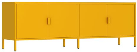 Brigros - Mobile TV Metallo 4 Ante Con Ripiano Regolabile E Piedi Regolabili 162x40x57cm, Mobile Porta TV Moderno Per Soggiorno E Salotto Con Fori Passacavi In Vari Colori (Senape)