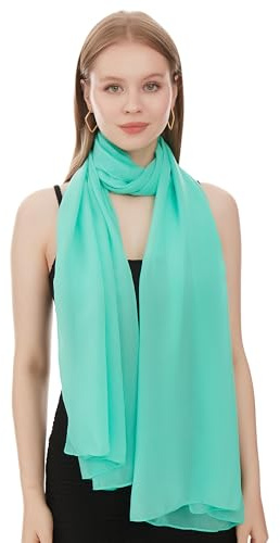 Chiffong Sjal Scarf För Dam – Lätt Och Tunn Halsduk Mode Sjalar för Kvinnor - Chiffon Vårsjal - Elegant Sommarsjal För Damer - Chiffongsjal Bröllopssjal Balwrap Cocktailsjal (Mint)