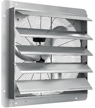 Shutter Exhaust Fan, 24 Aluminum Wall Mounted Shutter Exhaust Fan, 3500 CFM 1500 RPM Paint Booth Automatic Exhaust Fans, High Speed Low Noise for Attic, Garage, Greenhouses, Sheds