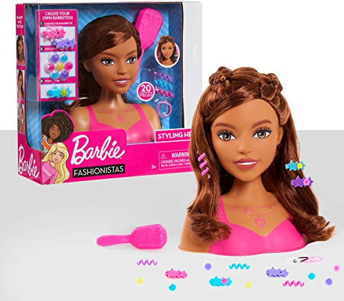 Barbie Just Play JPL62570 Small Styling Head Brown Hair, Multicoloured