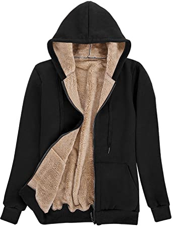 UMIPUBO Fleecejacke Damen Hoodie Kapuzenpullover Sweatjacke Warm Oberteil, Herbst Winter Sweatshirt mit Reißverschluss Zip Kapuzen-Sweatshirt
