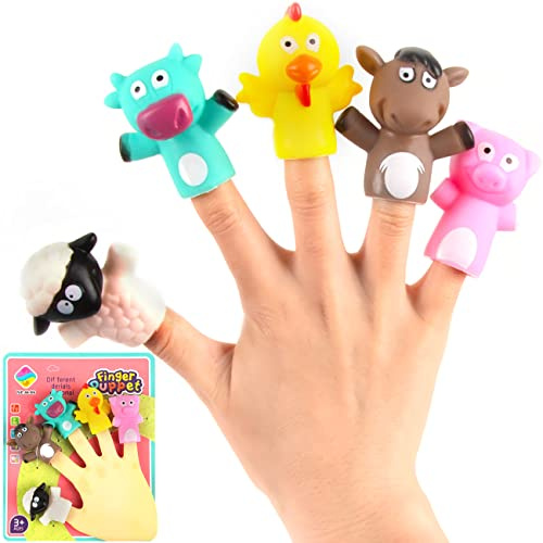 XiXiRan Marionetas de Dedo Animales, 5pcs Titeres de Dedo para Niños y Bebés, Finger Puppets, Mini Marionetas de Dedo Juguete, Regalos para Fiestas Infantiles (Animal)