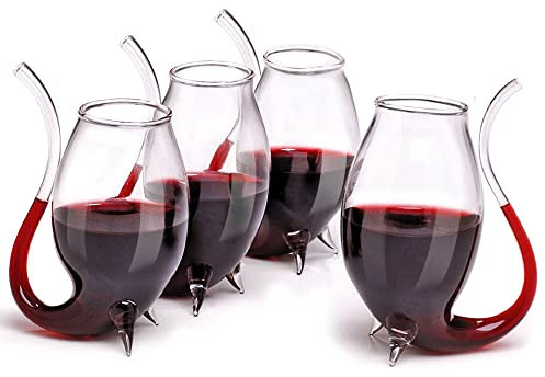 FLOW Bicchieri Porta Bicchieri | 4 bicchieri da 90 ml | Set regalo Porto, Sherry, brandy e vino liquoroso | bicchieri da vino porto