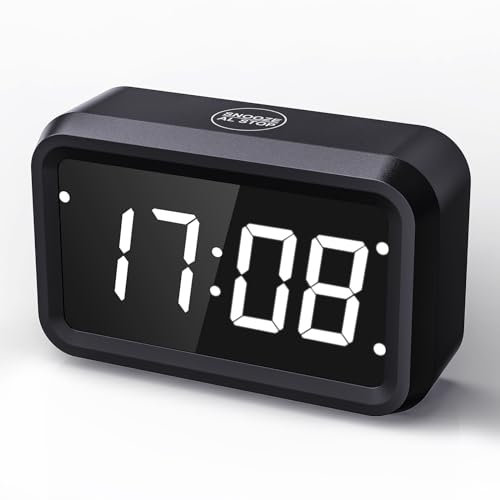 KWANWA Wecker Digital Ohne Ticken,Digitaler Wecker Batteriebetrieben Alarm Clock,LCD or LED Display,Snooze Dauer,Einstellbare Helligkeitfür Tiefschläfer Kinder Erwachsene (Schwarz - Weiße LED)
