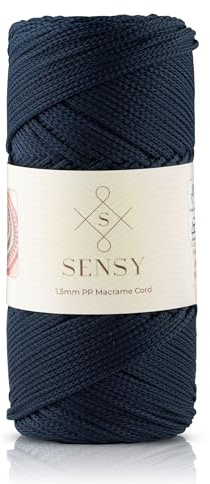 Sensy Premium polyesterrep, 1,5 mm, 100 % polypropen, makramérep, virkgarn, present till stricker (marinblå blå)
