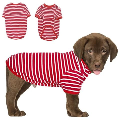 PetSmiler Hundepullover - Dünner Hundepullover Kleine Hunde Gestreifter Hundeshirts für Kleine Hund Katzen Shirt, Dehnbarer Pullover Hund Hundepulli Chihuahua Französische Bulldogge (Rot L)