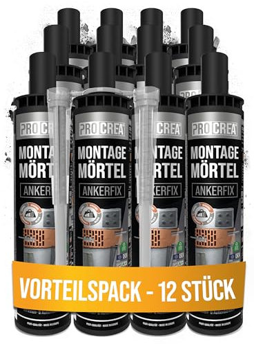 PROCREA® 12x Injektionsmörtel Ankerfix [inkl. 24x Premium-Mischern] Hochleistungs Montagemörtel & Verbundmörtel Kartuschen in bester Qualität - 2K Klebedübel & Flüssigdübel für innen & außen