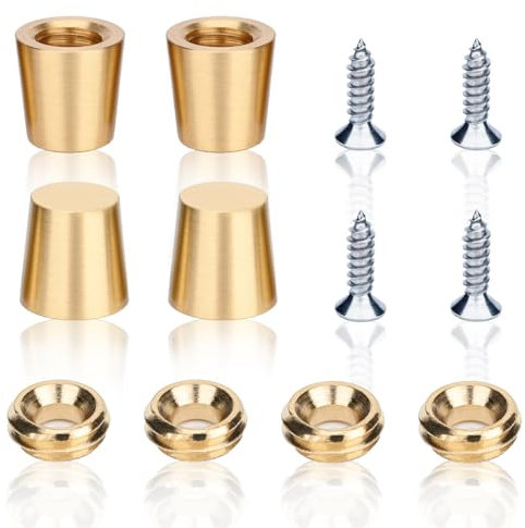 Brass Cutting Board Feet, Chopping Board Feet Set With Silicone Nonslip Pads, Stainless steel screws and Brass Washers - Suitable for Kitchen Utensils and All Kinds of Furniture（cone-shaped 4PCS）