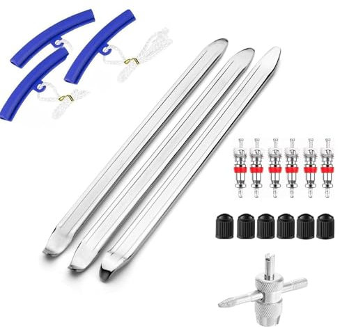 CHENGCKJ 3 Stück Montierhebel Reifen 30 cm Reifenheber Reifen Montiereisen, Montierhebel Werkzeug mit 3 STK Rad Felge Protektoren Reifenmontierhebel für Motorrad, Fahrrad, Auto