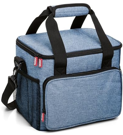 Tatay Bolsa Termica Porta Alimentos Impermeable - Urban Food Picnic 11L | Triple Capa Aislante | Cuerpo Semirrígido | 4 Bolsillos | Bandolera Extraíble | 28,5x21x24cm, Azul Denim