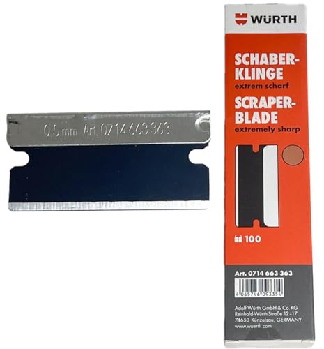 Würth 100x Schaberklingen extrem scharf schwarz für Würth Klingenschaber zum Entfernen von Kleberesten, Aufklebern, Plaketten