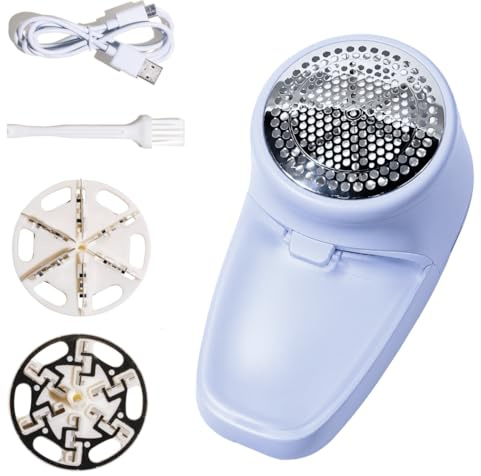 NORI Trim Fabric Shaver | Wireless, Rechargeable Lint Remover | Sweater Shaver & Lint, Pilling Remover for Clothes and Furniture (Blue) | Couch pilling, sweater pill remover, clothes shaver with 6 precision blades, wireless and rechargeable