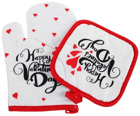 Homoyoyo 2pcs Cute Reusable Kitchen Gloves for Cooking and Baking Heavy Duty Heat Resistant Oven Mitts Non- Microwave Gloves for Women for Home and Holiday Use