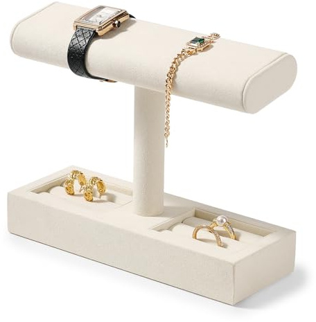 Oirlv Multifunktional Mikrofaser Uhrenständer,Uhrenhalter,Watch Stand Schmuckständer für Organizer(Weiß)