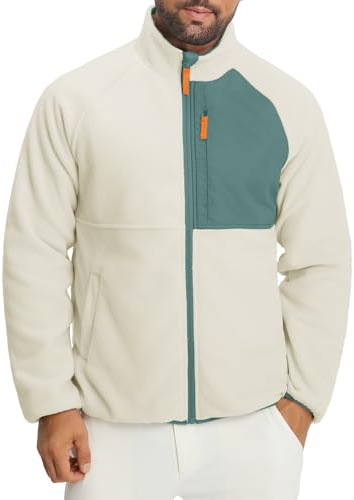 M MAELREG Men's Reversible Fleece Lined Jacket Full Zip Golf Jacket Winter Lightweight Softshell Coat Outerwear
