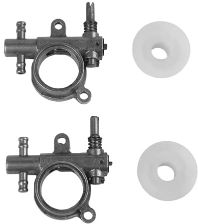 Vilgftyiet Lot de 2 pompes à huile pour tronçonneuse avec engrenage à vis sans fin compatible avec les scies à chaîne 25CC/38CC et 2500/3800, construction en alliage d'aluminium et en plastique pour
