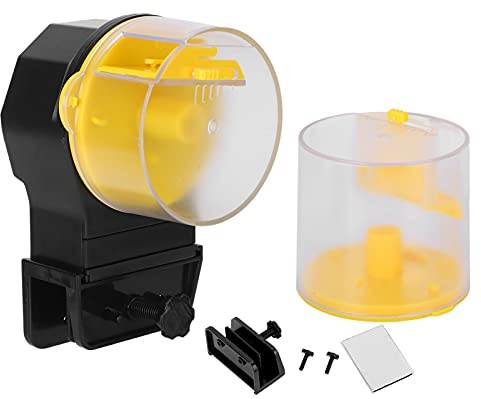 Alimentador automático de Peces para Acuario, dispensador de Alimentos para peceras con Temporizador, dispensador de Alimentos para Peces en Escamas granulares secas, fácil (Yellow)