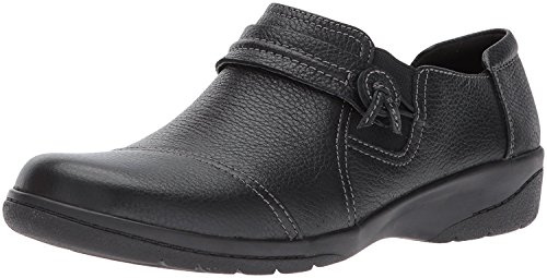 Clarks Women's Cheyn Madi Loafer, Black Tumbled Leather, 8 M US