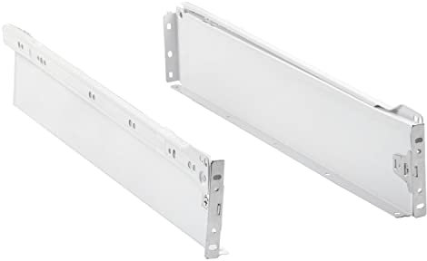 Amig - Set di 2 guide scorrevoli metalliche Mod.30 con ruote e lato del cassetto incluso per cassetti di mobili, cassettiere o armadietti | in acciaio finitura bianca | Dimensioni: 86 x 400 mm