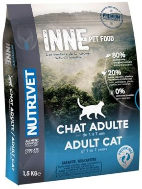 NUTRIVET - INNE CHAT - Crocchette senza cereali - Gatto adulto - Pesce - 80% ingredienti di origine animale - 1,5 kg