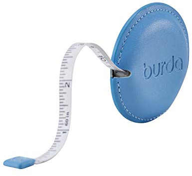 Burda Style Rollmaßband | Schneidermaßband | Maßband – 1,5 m (150 cm) – mit Auto-Stopp & Aufrollmechanik (Sky)