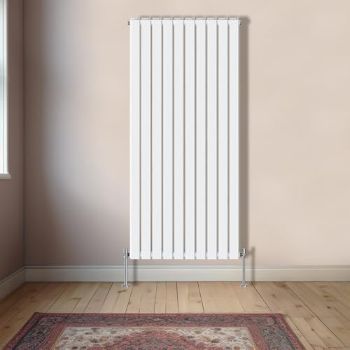 NRG Vertical 1800x680mm Double Flat Panel Designer Radiator, White | Mild Steel Central Heating Rad, Modern Radiator, Vertical Radiator, for Kitchen, Bathroom Living Room