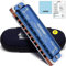East top 10 Holes 20 Tones 008K Diatonic Harmonica Key of F with Blue Case, Standard Harmonicas For Adults, Professional Player and Students