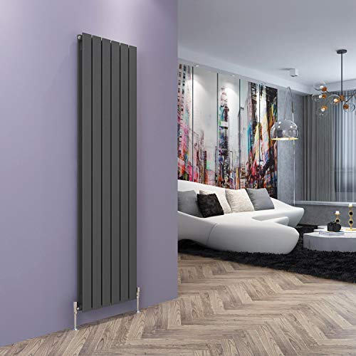 ELEGANT 1800 x 456mm Anthracite Grey Vertical Double Panel Column Radiator | Modern Central Heating Tall Designer Radiator with High BTU ＆ Premium Mild Steel for Living Room, Bathroom