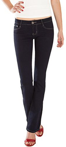 Fraternel damjeans byxor bootcut höftjeans utsvängda byxor, Mörkblå, L
