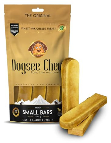 Dogsee Chew Natural Cheese Bars for Dogs – 100 g (3 små tugg) | Himalayan yak Cheese Dog Sticks, Protein & Kalcium Rich | Long Chewing Fun & Odor Free Tandvård | Hälsosam och delikat behandling