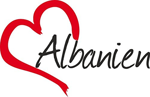 Werbetechnik Sotirios Papoutsis Auto Aufkleber ALBANIEN Herz Albanien ca.9x14cm konturgeschnitten