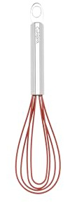 Cuisipro Flat Whisk, Red, Flexible Silicone, Non-Scratch, Heat Resistant, 20cm, 8”