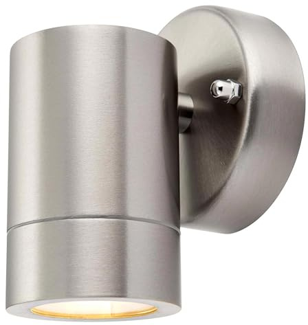 35W Brushed Stainless Steel Modern Decorative Outdoor Garden IP44 LED Compatible GU10 Wall Light Downlight