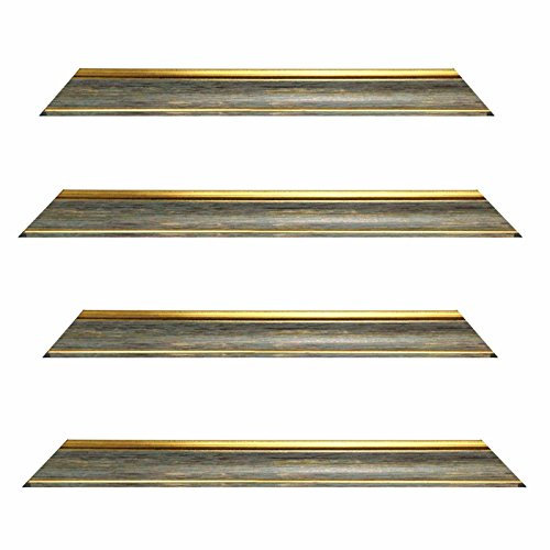 Neumann Bilderrahmen Barockrahmen 10941, 247 Gri grau mit Goldkannte, als Zuschnitt, 60x90 cm