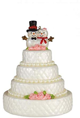 Krebs Glas Lauscha Schneemann Hochzeitstorte, 13cm