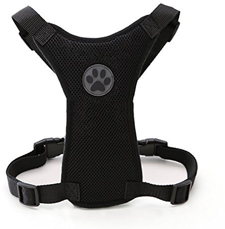 Pfotenabdruck Weich Autogeschirr Air Mesh Hundegeschirr Verstellbare Brustgeschirre für Klein Mittlere und Große Hunde Harness Atmungsaktiv Sicherheitsgeschirre Haustier Laufgeschirre (S, schwarz)