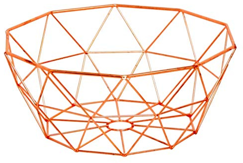 Copper Fruit Basket Geometric Bowl Kitchen Dining Table Decorative