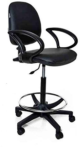 Sgabello ERGONOMICO Girevole con BRACCIOLI, ELEVAZIONE A Gas, Schienale Regolabile, Base con Ruote O Piedini, Rivestimento in Tessuto O Finta Pelle, Peso SOPPORTATO 100KG, Prodotto 100% Italiano