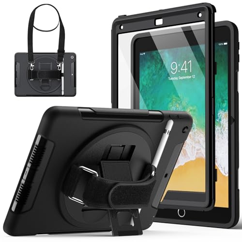 JETech Rugged Hülle für iPad 6./5. Gen 9,7 (2018/2017), Schwarz