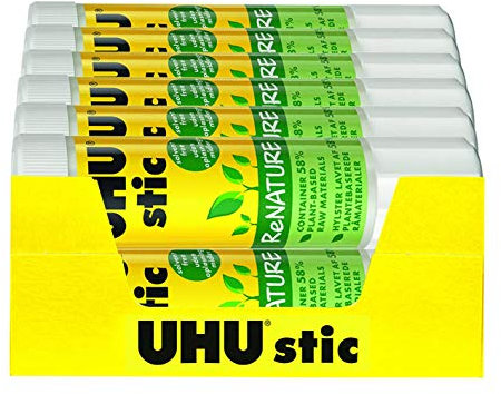 UHU Stic ReNATURE, colla ecologica e priva di solventi, confezione da materie prime rinnovabili, 12 x 40 g