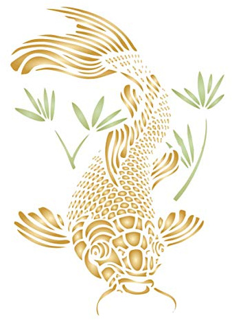 Welsschablone 11,43 x 16,51 cm (S) - Asiatisch Orientalisch Koi Karpfen Fisch Tier Schablonen