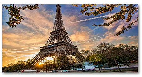 Tulup Leinwandbild - Wandkunst - Drucke auf Leinwand - Leinwanddruck -140x70 cm - Sehenswürdigkeiten & Architektur - Mehrfarbig - Eiffelturm Paris