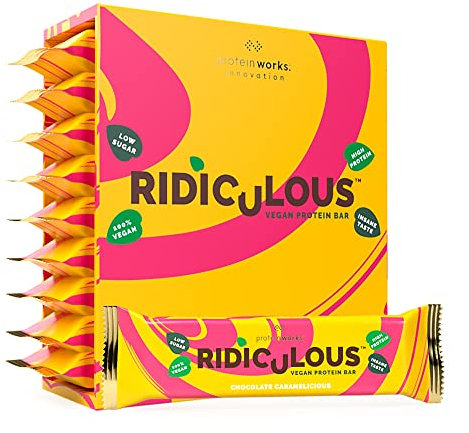 Ridiculous Vegan Protein Bar - Award Winning, Chocolate Caramelicious, 9 Bars, 100% Plant Based & Palm Oil Free, High Protein - Protein Works