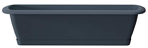 Erhard-Trading Alzira Lot de jardinières + soucoupe 40 cm Anthracite