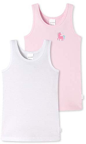 Schiesser Girls' 2 Pack Undershirt Fine Rib 100% Organic Cotton Size 92 to 140