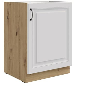 Unterschrank 60 cm Stilo Weiss + Eiche Artisan Küchenzeile Küchenblock Küche